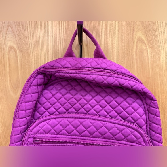 Vera Bradley Quilted Campus Backpack School Book Bag - Dark Raspberry Solid Pink - Picture 2 of 16